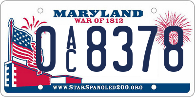 MD license plate 0AC8378