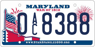 MD license plate 0AC8388