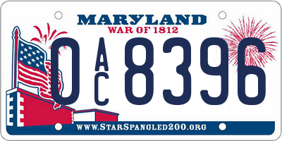 MD license plate 0AC8396