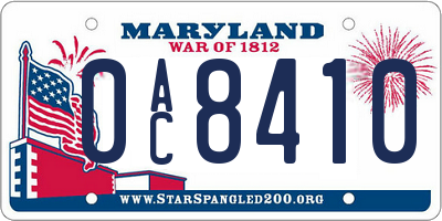 MD license plate 0AC8410