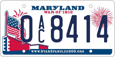MD license plate 0AC8414