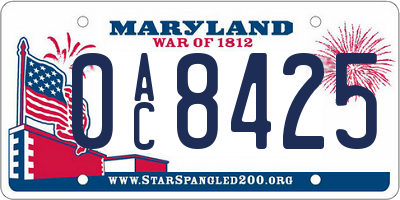 MD license plate 0AC8425