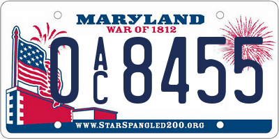 MD license plate 0AC8455