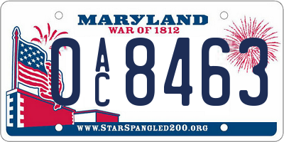 MD license plate 0AC8463