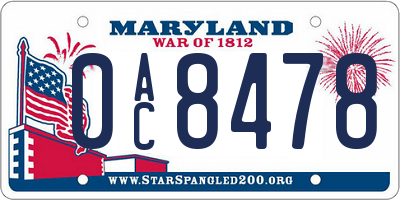 MD license plate 0AC8478