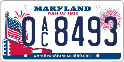 MD license plate 0AC8493