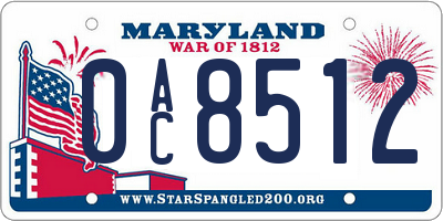 MD license plate 0AC8512
