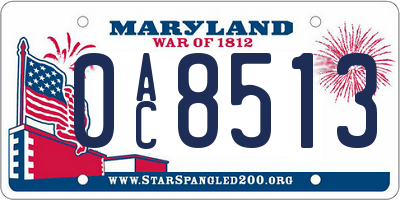 MD license plate 0AC8513