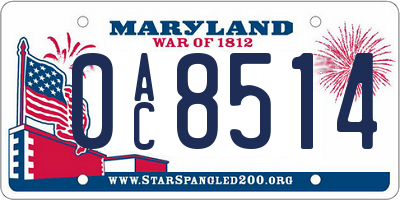 MD license plate 0AC8514