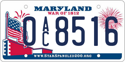 MD license plate 0AC8516