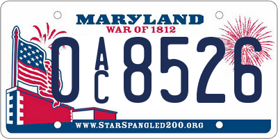 MD license plate 0AC8526