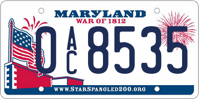 MD license plate 0AC8535