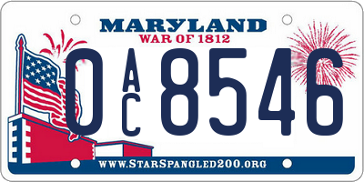 MD license plate 0AC8546