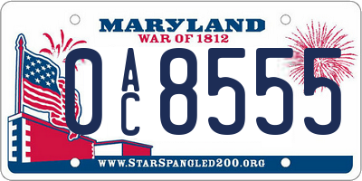 MD license plate 0AC8555