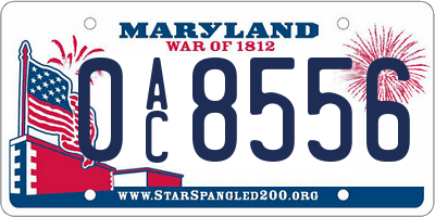 MD license plate 0AC8556