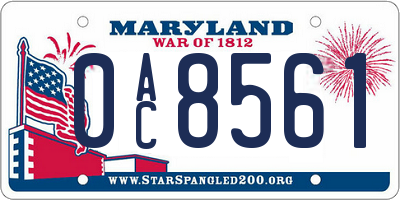 MD license plate 0AC8561