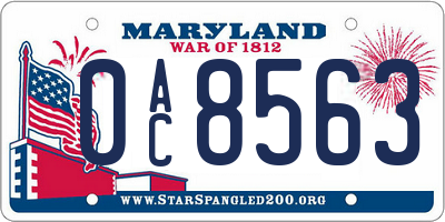 MD license plate 0AC8563