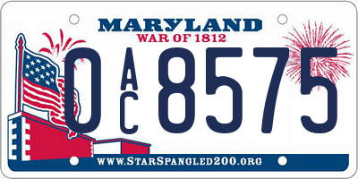 MD license plate 0AC8575