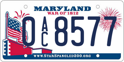 MD license plate 0AC8577