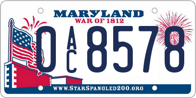 MD license plate 0AC8578