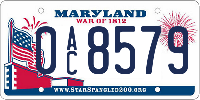 MD license plate 0AC8579