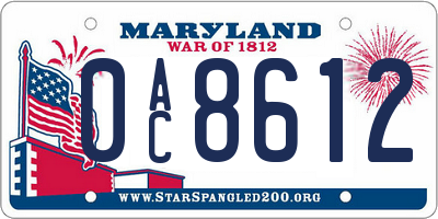 MD license plate 0AC8612