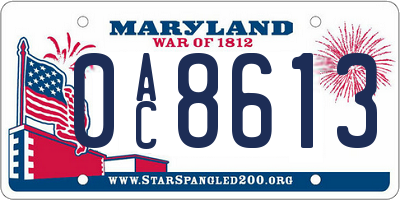 MD license plate 0AC8613