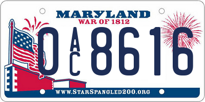MD license plate 0AC8616