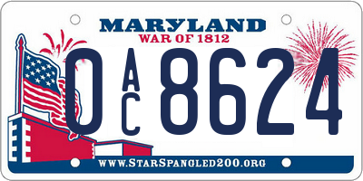 MD license plate 0AC8624