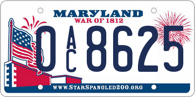 MD license plate 0AC8625