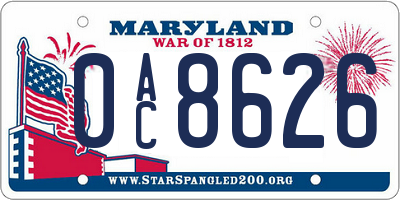 MD license plate 0AC8626