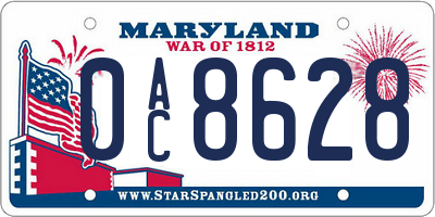 MD license plate 0AC8628
