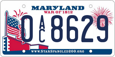 MD license plate 0AC8629