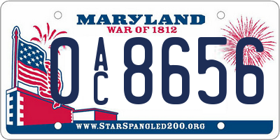 MD license plate 0AC8656
