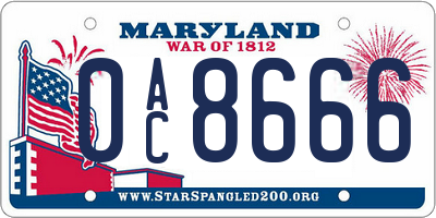 MD license plate 0AC8666