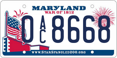 MD license plate 0AC8668