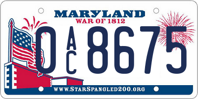 MD license plate 0AC8675