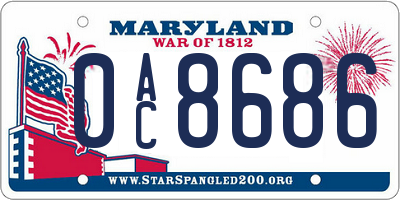 MD license plate 0AC8686