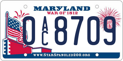MD license plate 0AC8709