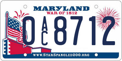 MD license plate 0AC8712