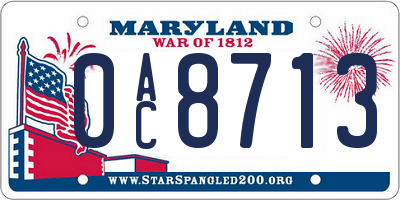 MD license plate 0AC8713