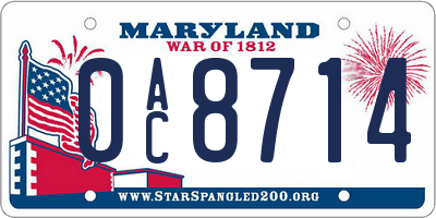 MD license plate 0AC8714