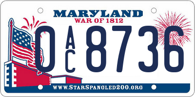 MD license plate 0AC8736
