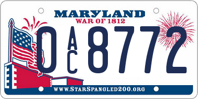 MD license plate 0AC8772