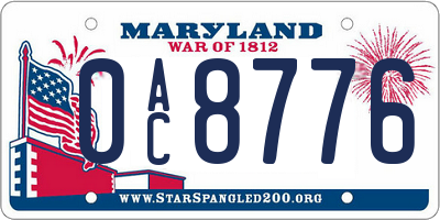 MD license plate 0AC8776