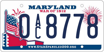 MD license plate 0AC8778