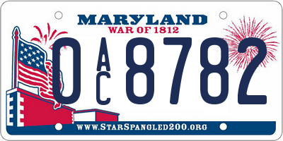 MD license plate 0AC8782