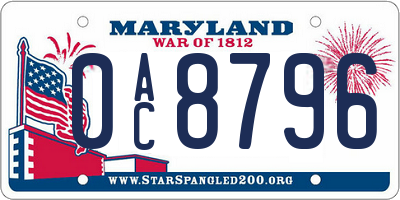 MD license plate 0AC8796