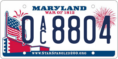 MD license plate 0AC8804