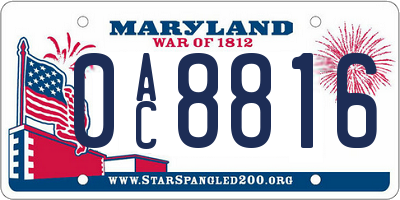 MD license plate 0AC8816